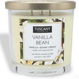 Tuscany Candle Premium Satin Wax Vanilla Bean Candle Soy Blend New In Jar 14 Oz